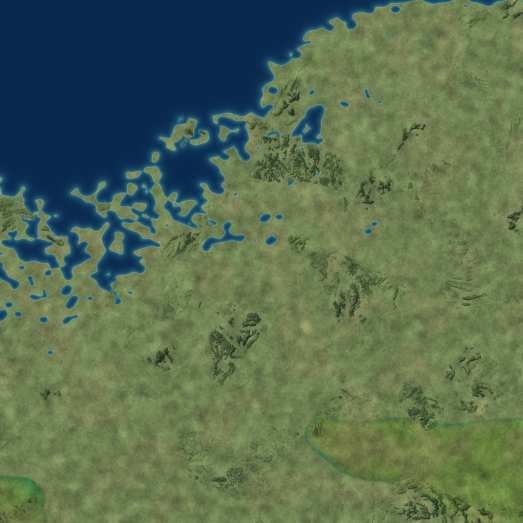 Detailed generated coastline and terrain
